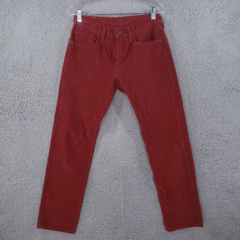 Levis 502 Regular Taper Corduroy Red Jeans Pants Stretch Mens 29x28